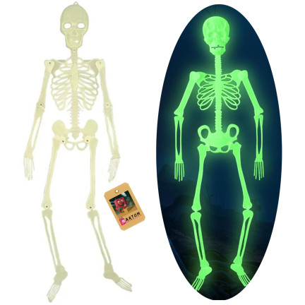 Hängeskelett, fluoreszierend, leuchtet im Dunkeln, Halloween-Dekoration, 140cm