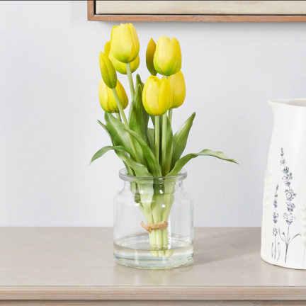 CV17690-3 LUX FARBIGE SILIKON TULPE STRÄUSSE 3ST LUX GELBE TULPEN ALS LIVE