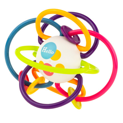 TG70286 Beißring, bunt, Rassel, Sensorikkugel, Spirale, Perlen, Ketten