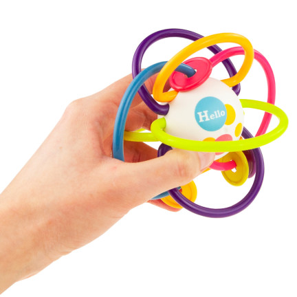 TG70286 Beißring, bunt, Rassel, Sensorikkugel, Spirale, Perlen, Ketten