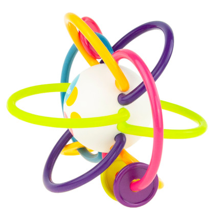 TG70286 Beißring, bunt, Rassel, Sensorikkugel, Spirale, Perlen, Ketten