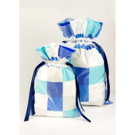 1277 BLAUE QUADRATE GESCHENKTÜTE L 40X56
