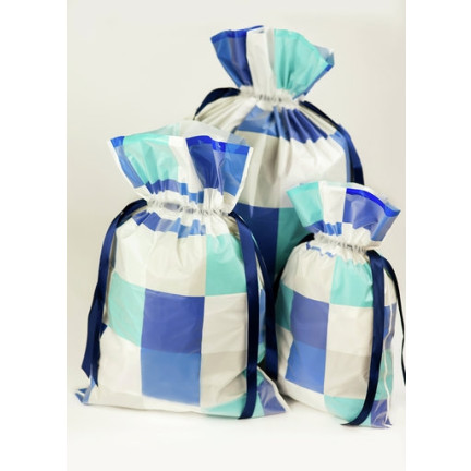 1277 BLAUE QUADRATE GESCHENKTÜTE L 40X56