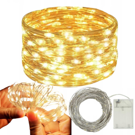 TG66254-2 WEIHNACHTSLICHTER AUF BETRUNKENEN 40 LED LICHTER MICRO GARLAND WEISS AA