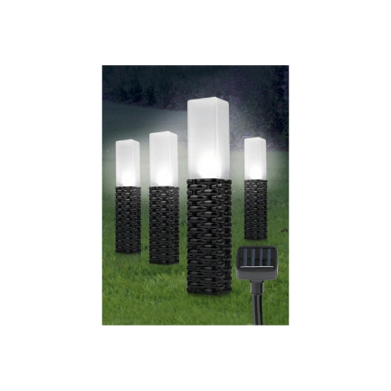 TG66774 SOLAR GARTEN LAMPE RATTAN LED LEUCHTEN 4PCS POL ANGETRIEBENES SOLARPANEL