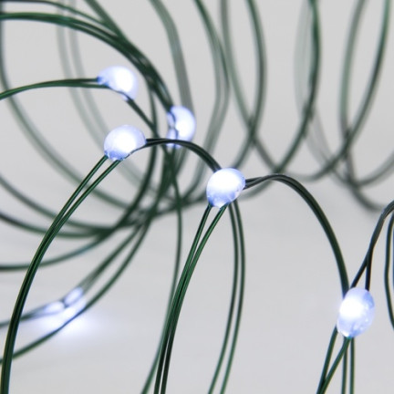 TG73524-1 Weihnachtsbaumbeleuchtung, grüner Draht, batteriebetrieben, kaltweißes Licht, 40 LEDs