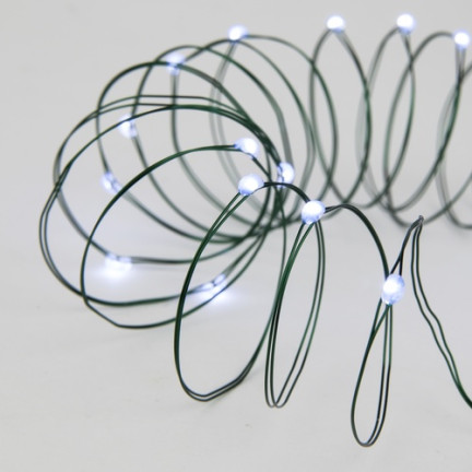 TG73524-1 Weihnachtsbaumbeleuchtung, grüner Draht, batteriebetrieben, kaltweißes Licht, 40 LEDs