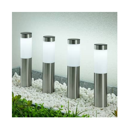 TG45633 SOLAR-GARTENLEUCHTEN LED-SÄULEN-SOLAR-GRÜN INOX silber
