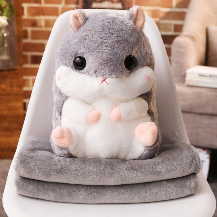 B48X HAMSTER DECKE KISSEN 2IN1 KUSCHELIG MASKOTTCHEN GROSS FÜR KINDER REISE PLÜSCH