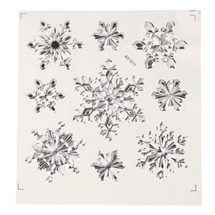 MC79145 WEIHNACHTLICHE FENSTERAUFKLEBER SILBERNE SCHNEEFLOCKEN