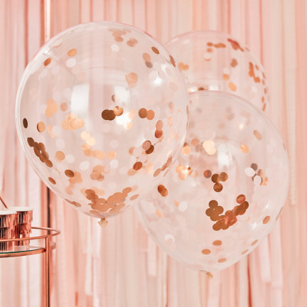 TG66226-2 KONFETTI BALLONS 100 TRANSPARENT KONFETTI ROSE ROSA GEBURTSTAG HOCHZEIT