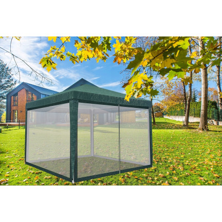 TG77594-1 GARTENZELT KOMMERZIELLER PAVILLON 3X3M MIT MOSKITONETZ GAZEBO FÜR DIE GARTENTERRASSE