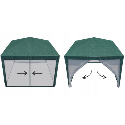 TG77594-1 GARTENZELT KOMMERZIELLER PAVILLON 3X3M MIT MOSKITONETZ GAZEBO FÜR DIE GARTENTERRASSE