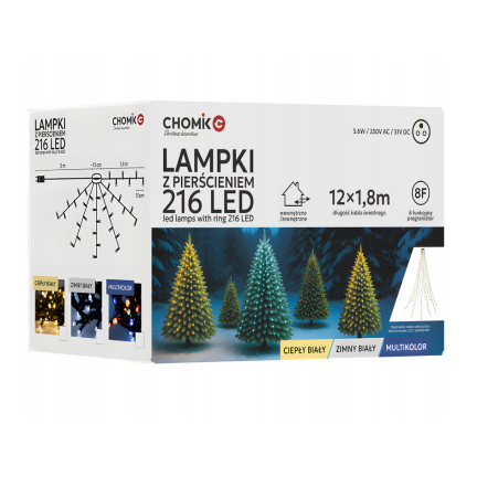 LED-Lampen mit Ring, warmweiß, für den Innen- und Außenbereich, 216 l, 1,8 m