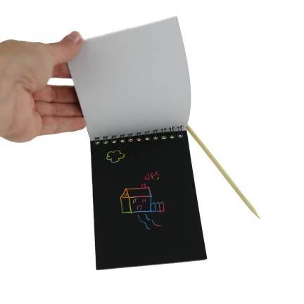 TG67341 KRATZBRETT A6 REGENBOGEN FÄRBUNG BUCH KRATZBRETT STIFT NOTIZBUCH SCHWARZ NOTIZBUCH