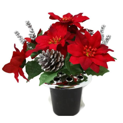 CV19864 STERN VON BETLEHEM IN EINEM TOPF KÜNSTLICHE VELOUR POINSETTIA REALISTISCH
