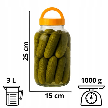 CHOM300/A 3L EINMACHGLAS ZUM EINLEGEN VON GURKEN UND KOHL MIT DECKEL UND ZANGE