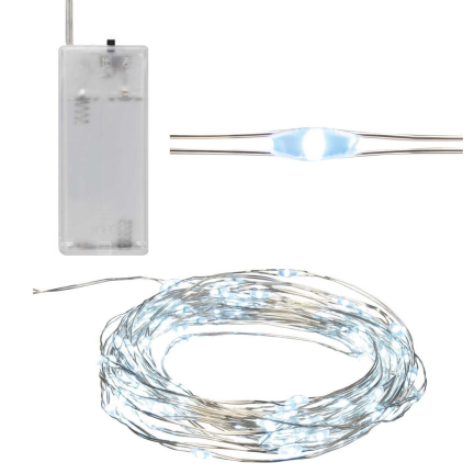TG63173-1 LICHTER DRAHT TROPFEN 10 LED WEISS KALT BATTERIEN