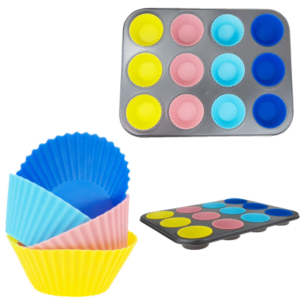 TG56237 Muffinform + 12 Silikon-Muffinförmchen