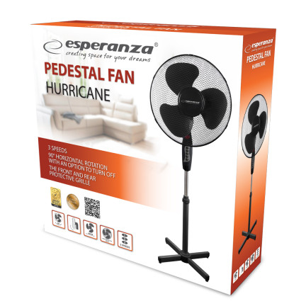 EHF001KK BODENVENTILATOR VENTILATOR ZYLKULATOR LEISTUNGSSTARK 50W STEHEND SCHWARZ EFFIZIENT