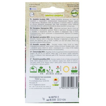 R0739 BARTNELKEN MIX 1G BLUMENSAMEN MEHRFARBIGE NELKEN