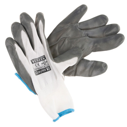 R445 ARBEITSSCHUTZHANDSCHUHE AUS NITRIL GRAU GRÖSSE 9 L