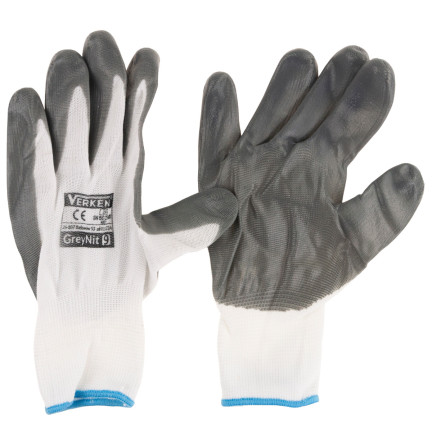 R445 ARBEITSSCHUTZHANDSCHUHE AUS NITRIL GRAU GRÖSSE 9 L
