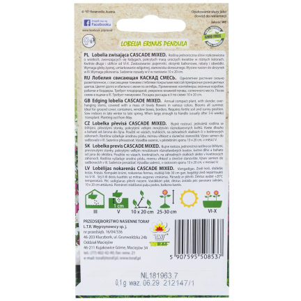 R5837 LOBELIA HÄNGENDE KASKADE GEMISCHT 0.1G LOBELIA BLUMEN SAMENMISCHUNG