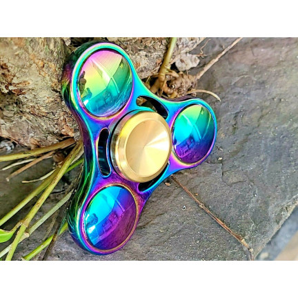 UU54 FIDGET HAND METALL SPINNER REGENBOGEN GLANZ