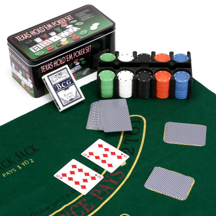 ZW33 Poker-Set, 200-teilig, mit Spielmatte und Texas-Karten