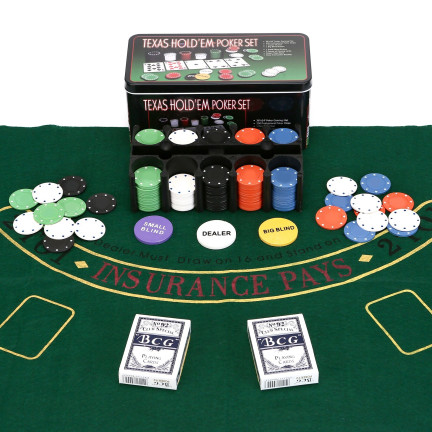 ZW33 Poker-Set, 200-teilig, mit Spielmatte und Texas-Karten