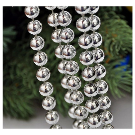 TG63190-1 WEIHNACHTSBAUMKETTE SILBER SCHILFPERLEN GARLANDE SPULE 5M