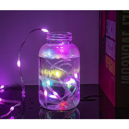 Smart-LED-Weihnachtsbaumbeleuchtung, 100 L, mehrfarbig, mit Fernbedienung, USB, 10 + 0,6 m