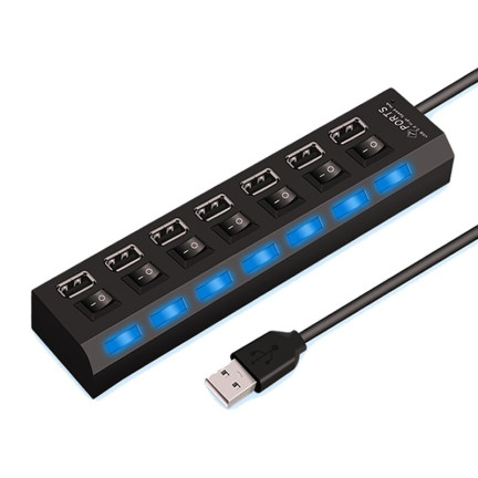 USB-Hub 2.0, Verteiler, mit 7 Anschlüssen, separate Schalter