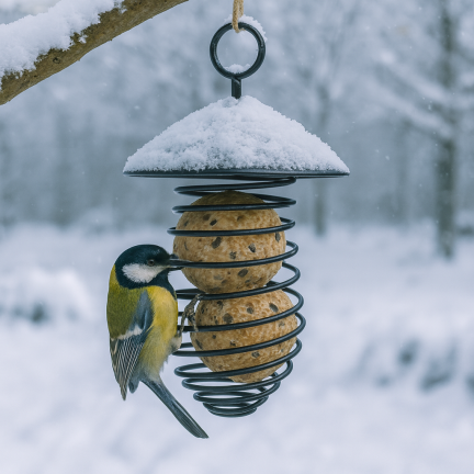 Vogelhäuschen aus Metall für Fettkugeln, oval