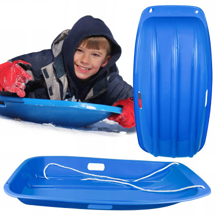 TG80962 Schlitten, blau, aus Kunststoff, mit Griff und Zugschnur, für den Winter