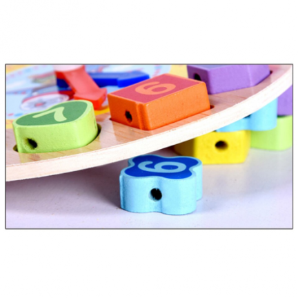 TG50015 HOLZ LERNUHR ZAHLEN BLÖCKE PUZZLES