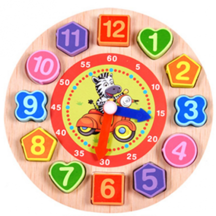 TG50015 HOLZ LERNUHR ZAHLEN BLÖCKE PUZZLES