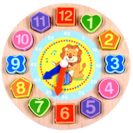 TG50015 HOLZ LERNUHR ZAHLEN BLÖCKE PUZZLES