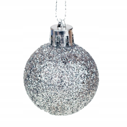 C06907 Silberne Glitzer-Weihnachtskugeln, 12er-Set