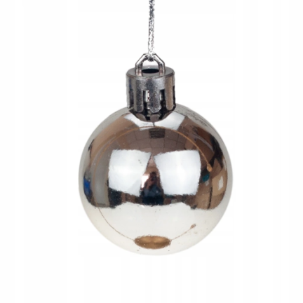 C06907 Silberne Glitzer-Weihnachtskugeln, 12er-Set