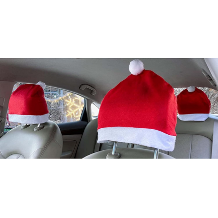 TG76548 Kopfstützenbezüge für das Auto, Weihnachtsmann-Mütze, 4er-Set