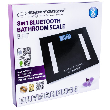 EBS016K ESPERANZA 8IN1 BADEZIMMERWAAGE MIT
BLUETOOTH-FUNKTION B.FIT SCHWARZ