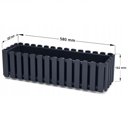 DDEF600W-S433 Balkonkasten, Pflanzgefäß 58 cm mit Griffen, anthrazit, Feuchtigkeitsmesser
