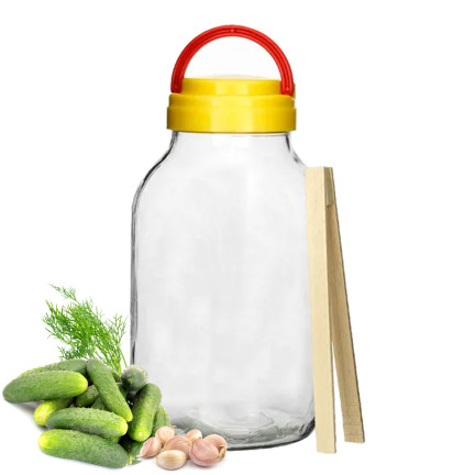 CHOM300/A 3L EINMACHGLAS ZUM EINLEGEN VON GURKEN UND KOHL MIT DECKEL UND ZANGE