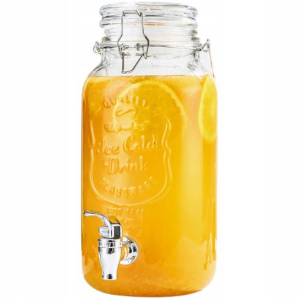 Krug mit Ausgießer, Krug für Limonade, mit Ausgießer, aus Glas, 4 l