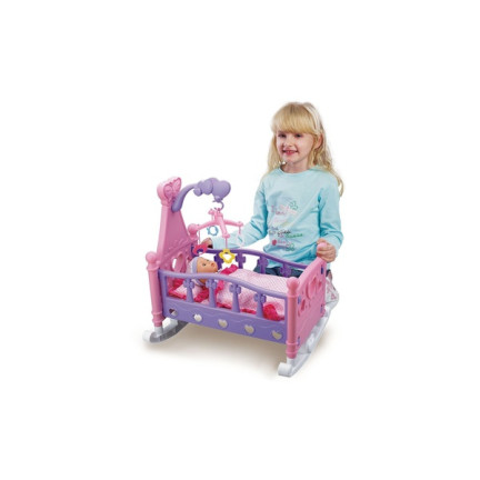TG64204 Puppenbett mit Karussell, Bettdecke und Kissen, groß, rosa