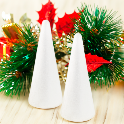TG70315 Polystyrolkegel Polystyrolkegel 25 cm Weihnachtsbaum groß zum Dekorieren 2 Stück