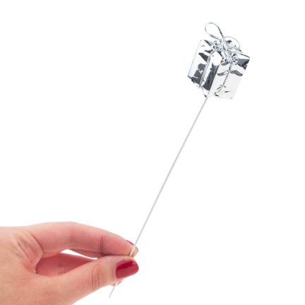 TG33329-1 GESCHENKE AUF FEDER DRAHT 12PCS SILBER WEIHNACHTEN DEKORATION