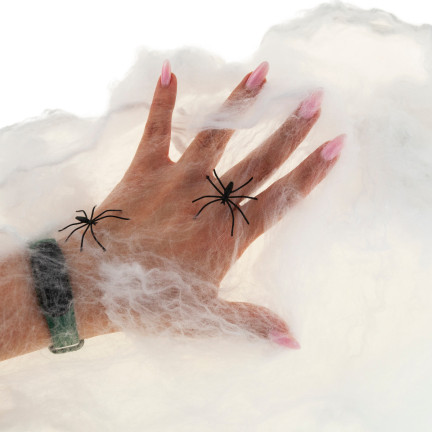 HL17 KÜNSTLICHES SPINNENNETZ 4 SPINNEN HALLOWEEN DEKORATION